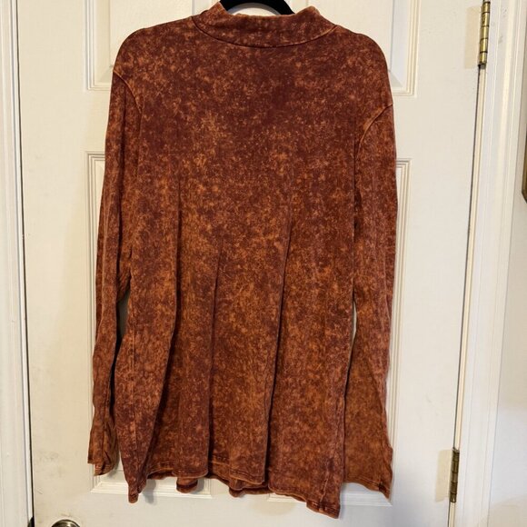 NWT Zenana Mineral Wash Mock Neck Sweater | Orange | Plus Size - Picture 2 of 5